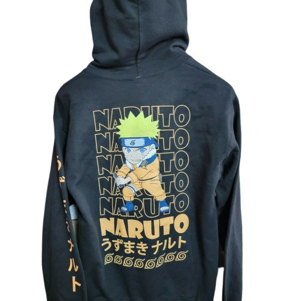Naruto Symbols Adult Unisex Pullover Hoodie New Black Small